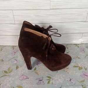 rag & bone Chocolate Brown Suede Platform 5" Heel Lace Up Booties Size 38 US 8